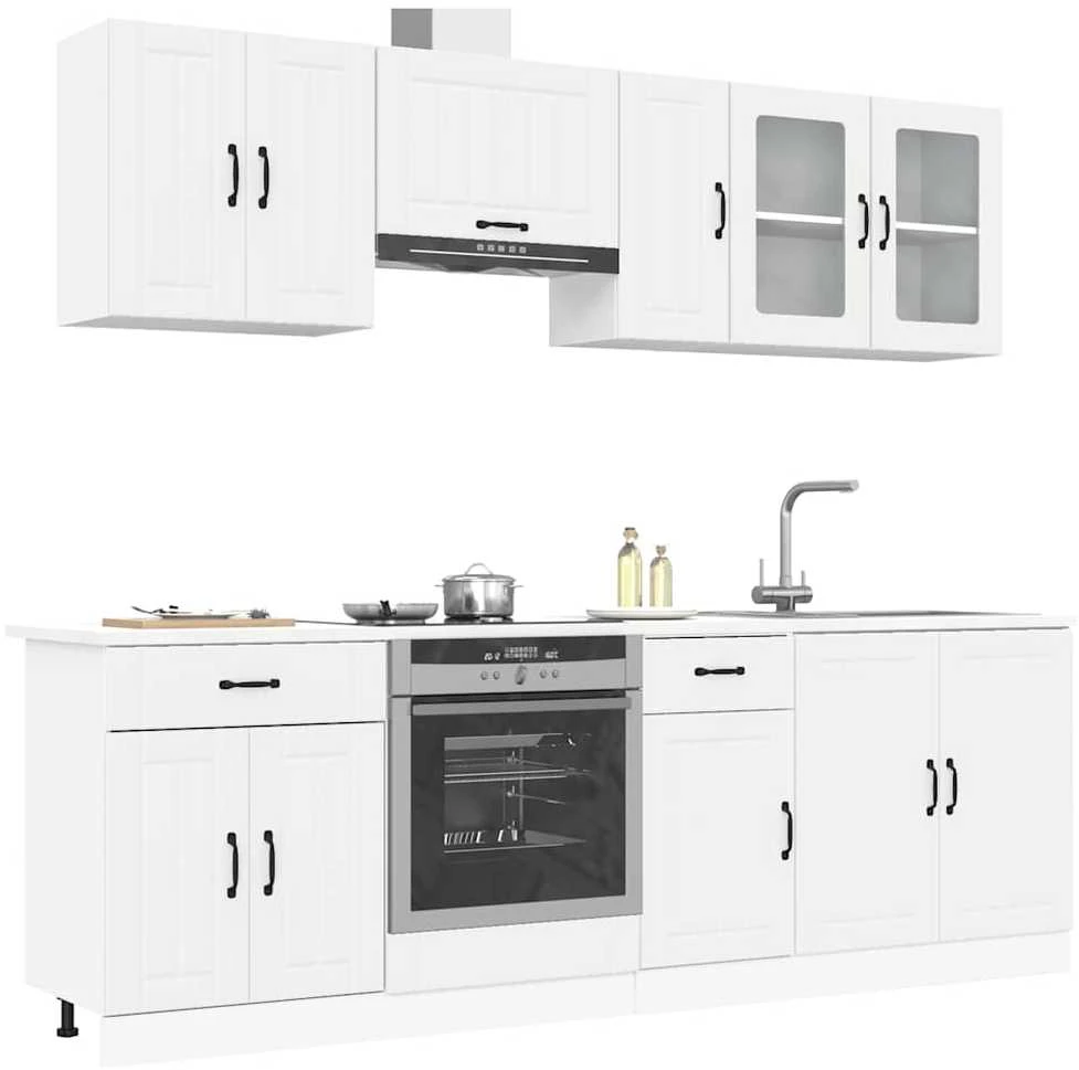 Virtuvinių spintelių komplektas, 8 dalių, Kalmar, balta