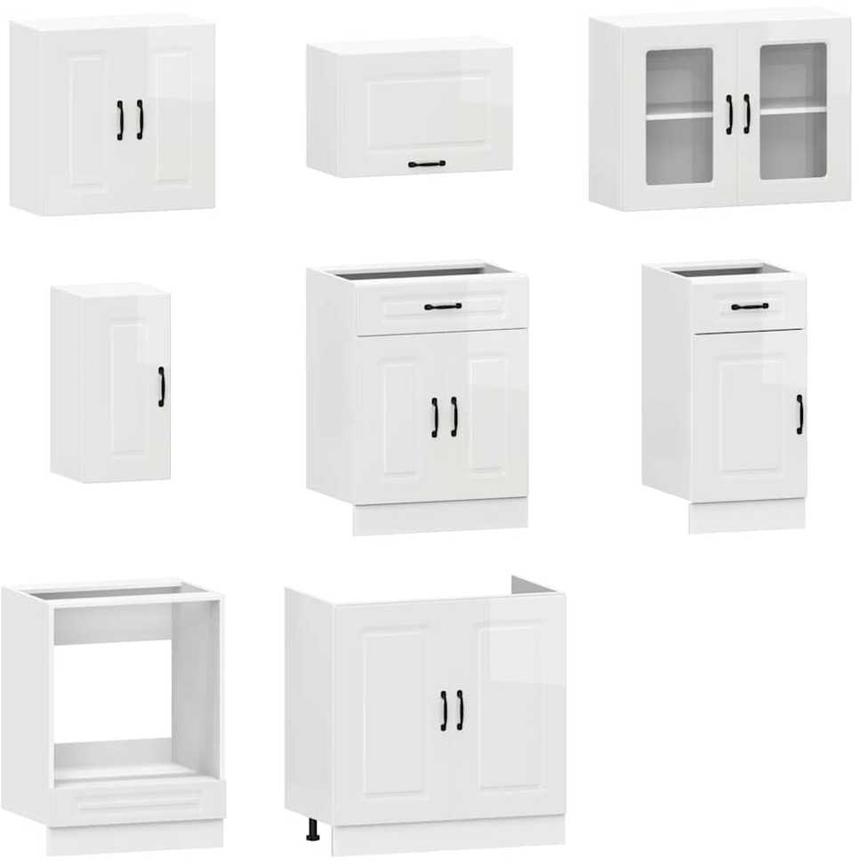 Virtuvinių spintelių komplektas, 8 dalių, Kalmar, balta