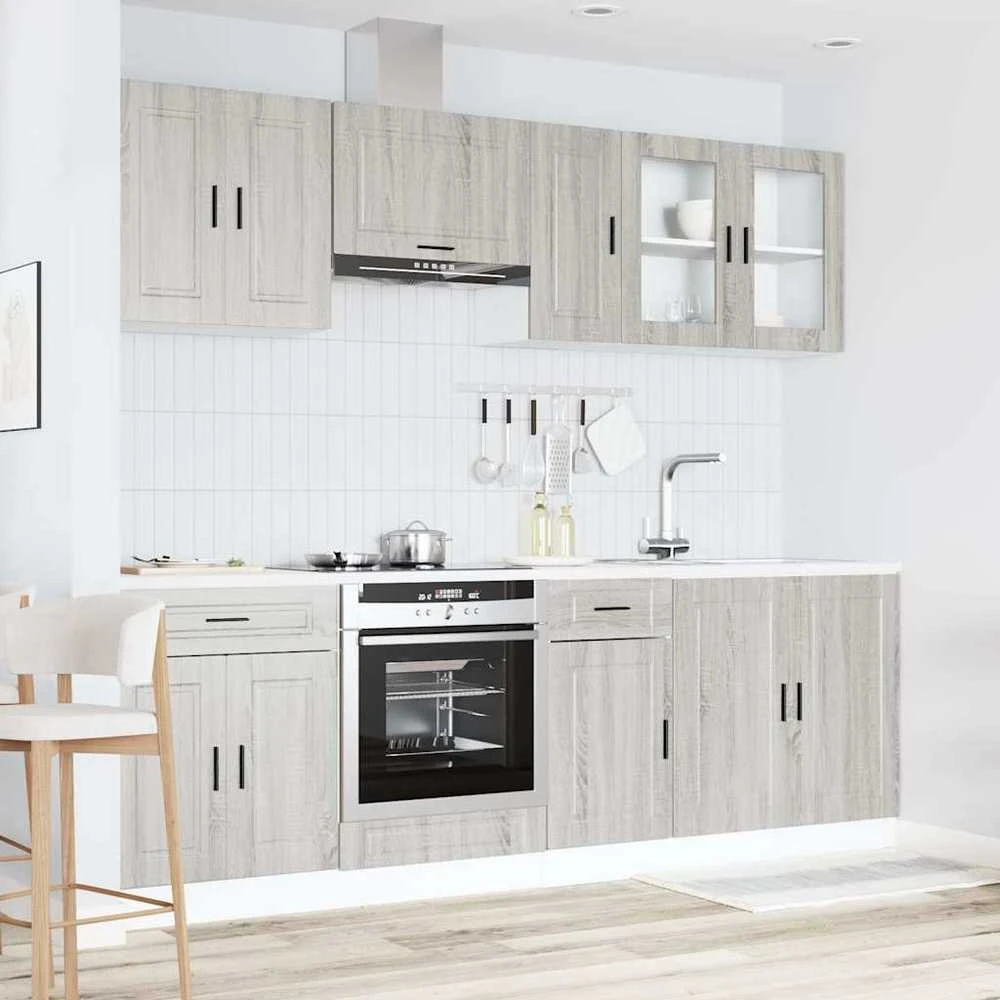 Virtuvinių spintelių komplektas, 8 dalių, Kalmar, pilka