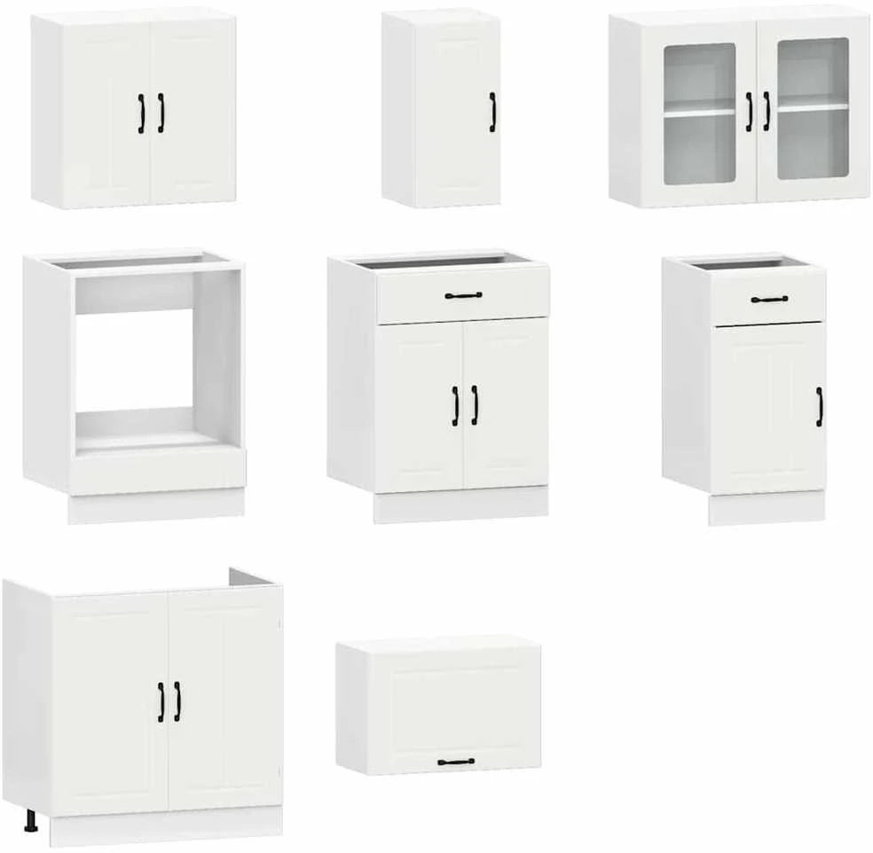 Virtuvinių spintelių komplektas, 8 dalių, Kalmar, balta