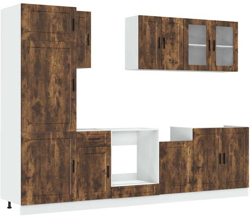 Virtuvinių spintelių komplektas, 8 dalių, Porto, dūminio