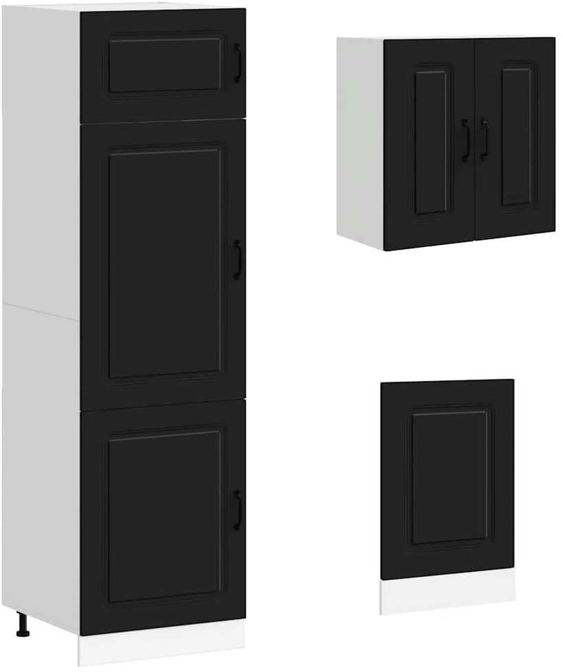 Virtuvinių spintelių komplektas, 8 dalių, Kalmar, juoda