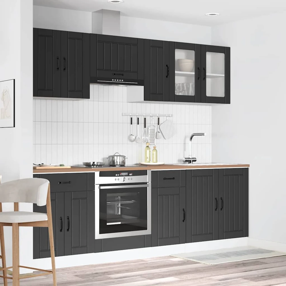 Virtuvinių spintelių komplektas, 8 dalių, Kalmar, juoda