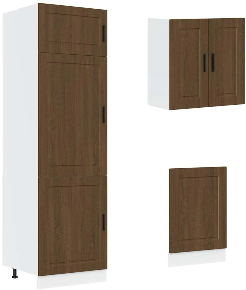 Virtuvinių spintelių komplektas, 8 dalių, Kalmar, ruda