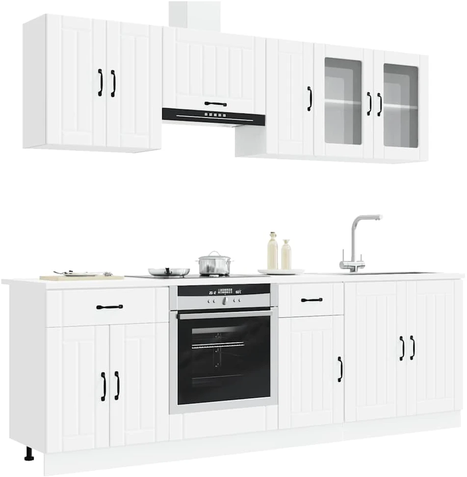 Virtuvinių spintelių komplektas, 8 dalių, Kalmar, balta