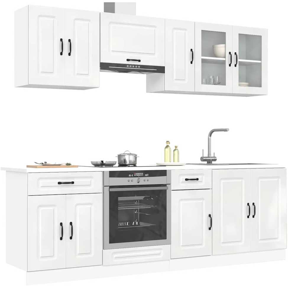 Virtuvinių spintelių komplektas, 8 dalių, Kalmar, balta