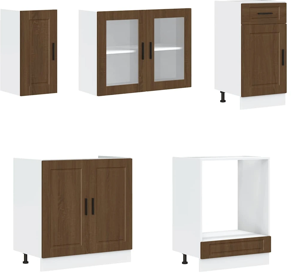 Virtuvinių spintelių komplektas, 8 dalių, Kalmar, ruda