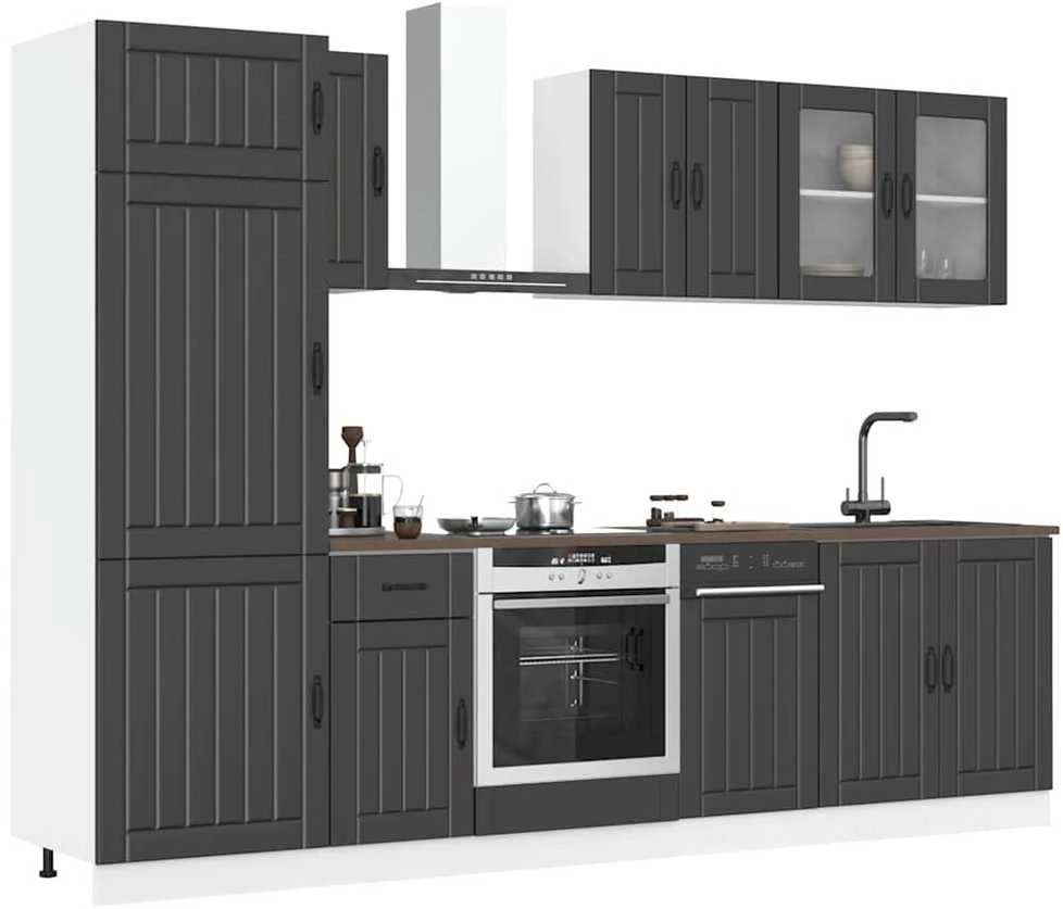 Virtuvinių spintelių komplektas, 8 dalių, Kalmar, juoda