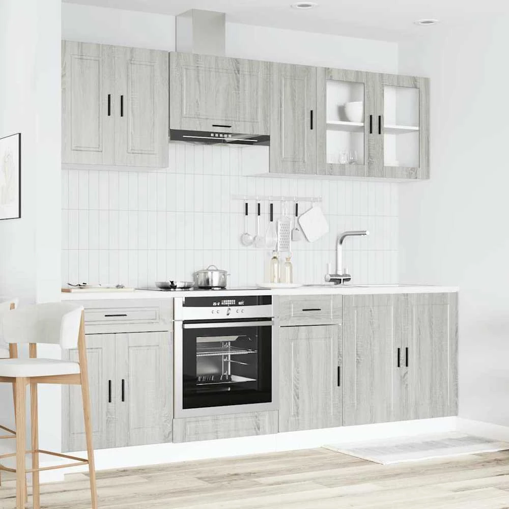 Virtuvinių spintelių komplektas, 8 dalių, Kalmar, pilka