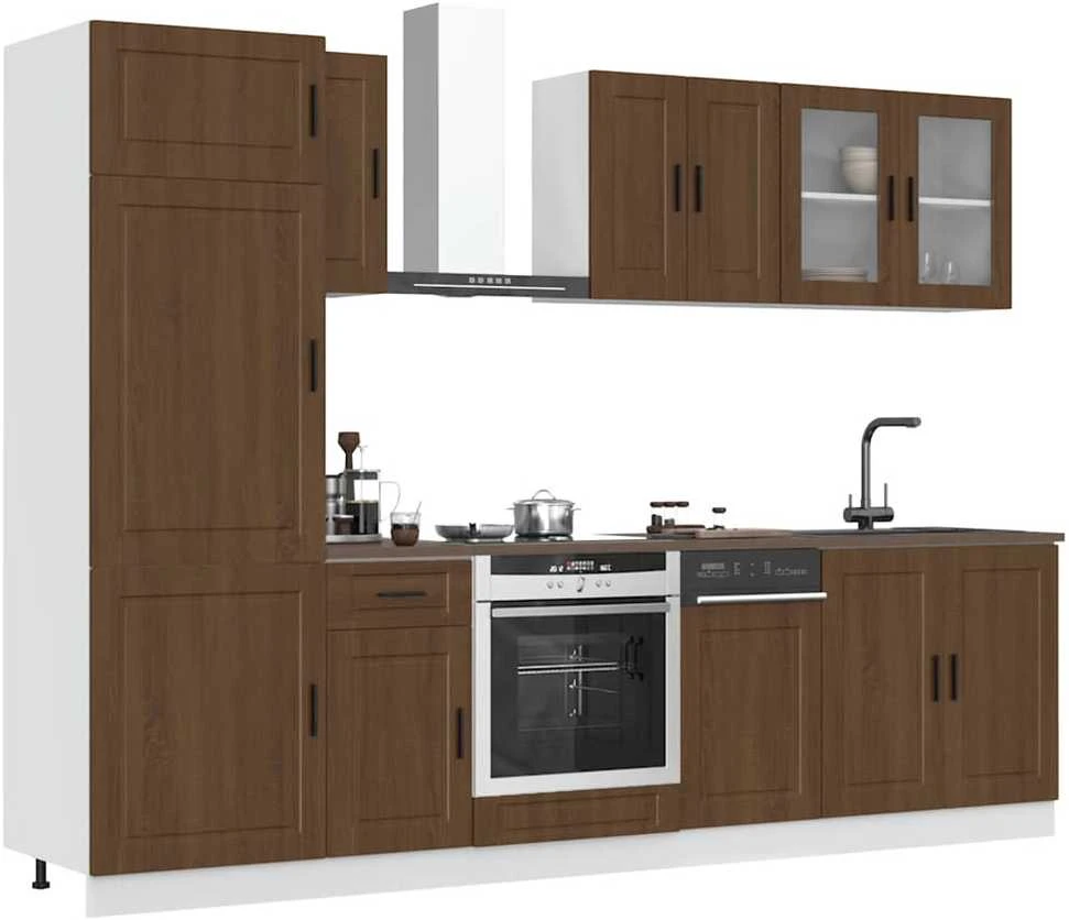 Virtuvinių spintelių komplektas, 8 dalių, Kalmar, ruda