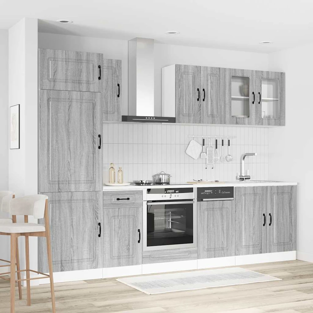 Virtuvinių spintelių komplektas, 8 dalių, Kalmar, pilka
