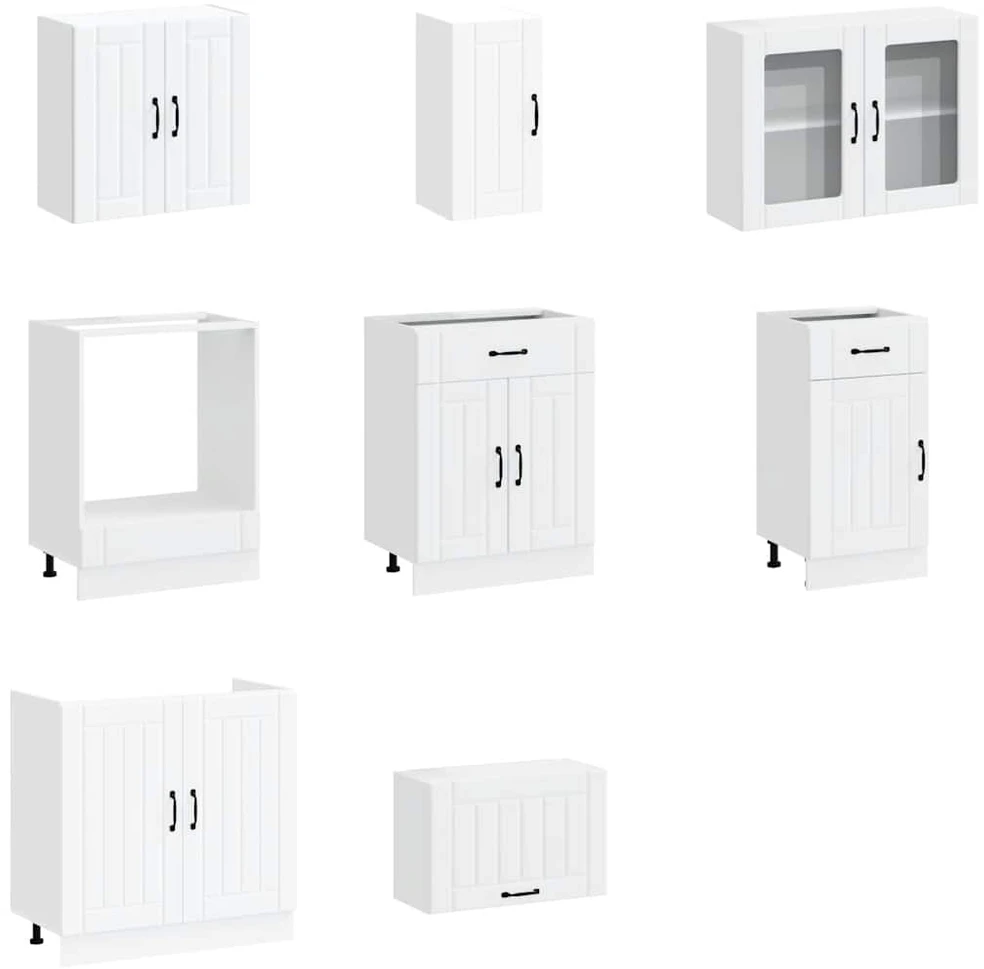 Virtuvinių spintelių komplektas, 8 dalių, Kalmar, balta