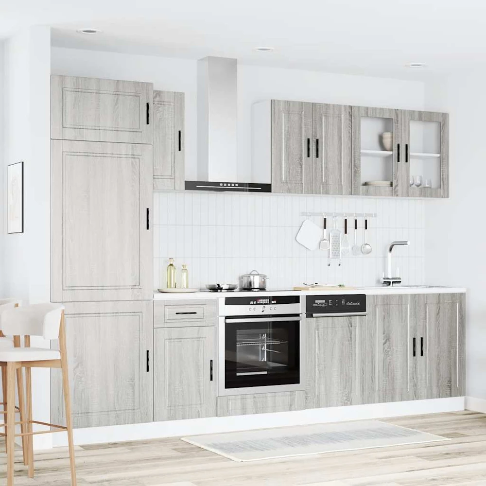 Virtuvinių spintelių komplektas, 8 dalių, Kalmar, pilka