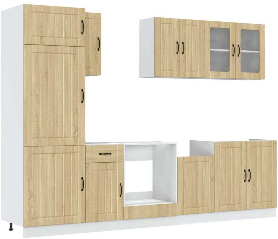 Virtuvinių spintelių komplektas, 8 dalių, Lucca, ąžuolo