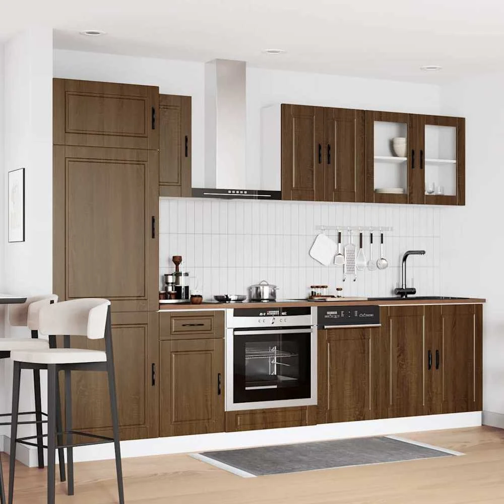 Virtuvinių spintelių komplektas, 8 dalių, Kalmar, ruda
