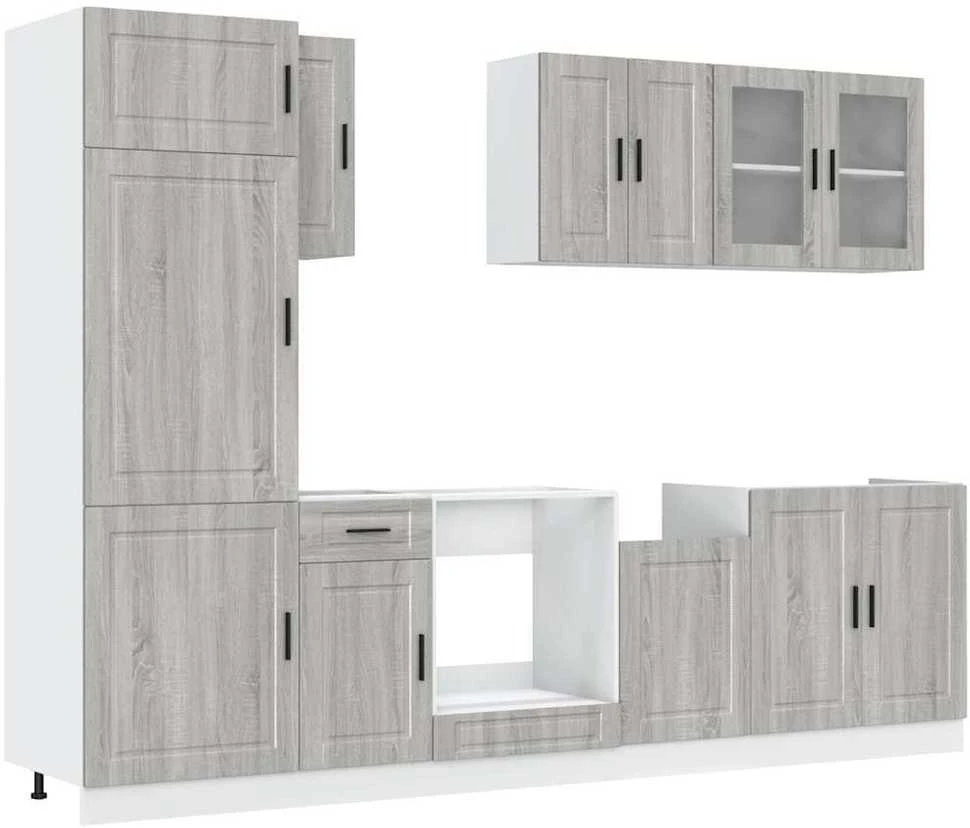 Virtuvinių spintelių komplektas, 8 dalių, Kalmar, pilka