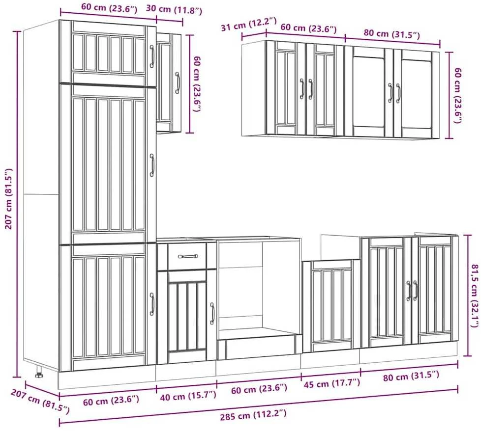 Virtuvinių spintelių komplektas, 8 dalių, Kalmar, artisano