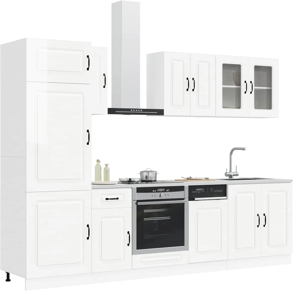Virtuvinių spintelių komplektas, 8 dalių, Kalmar, balta