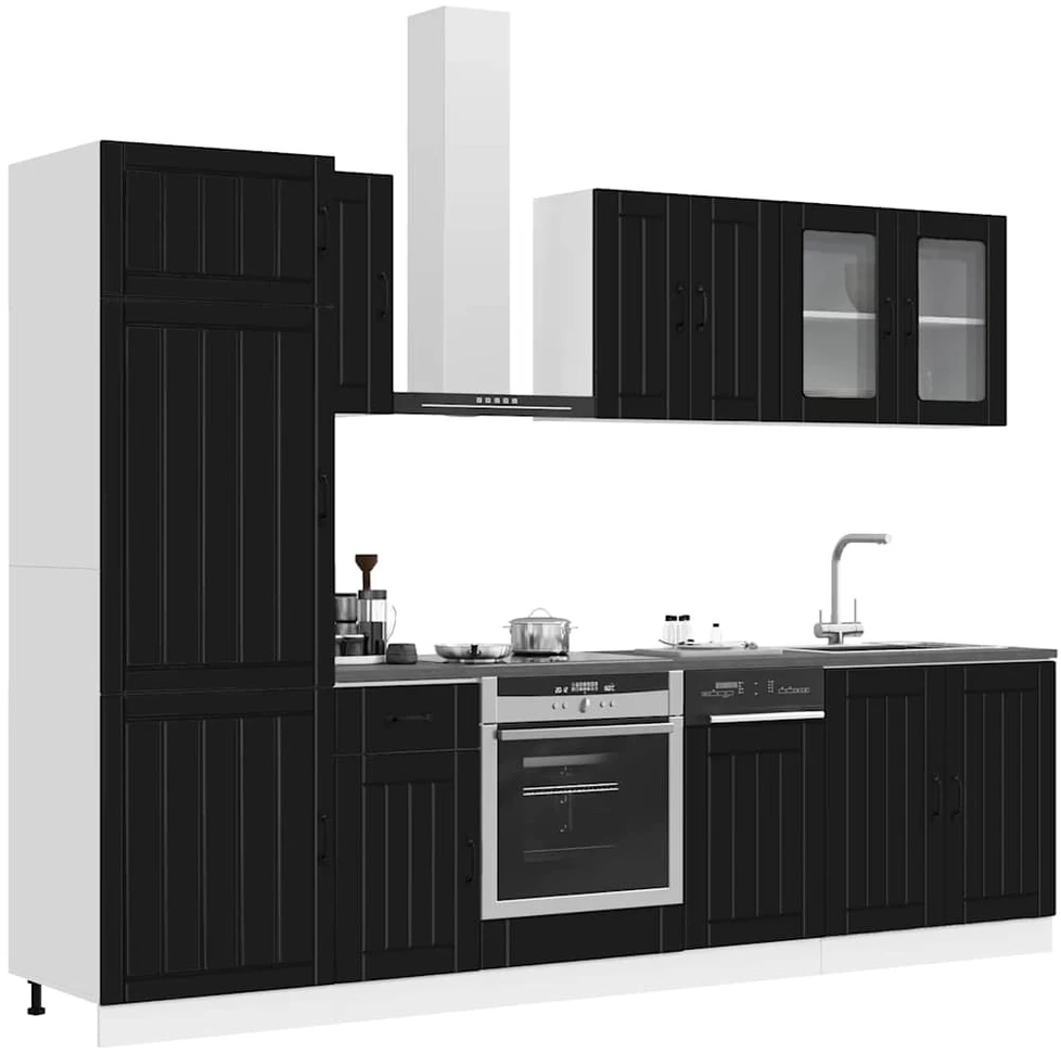 Virtuvinių spintelių komplektas, 8 dalių, Kalmar, juoda