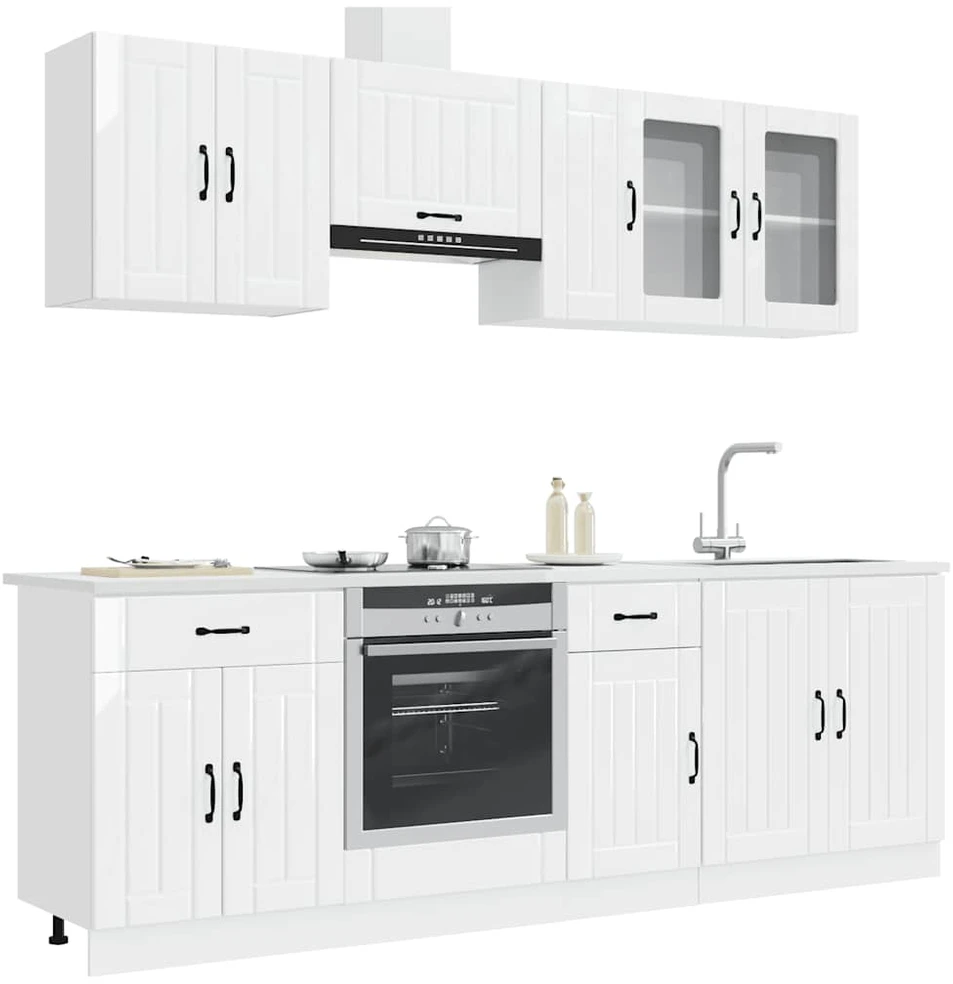 Virtuvinių spintelių komplektas, 8 dalių, Lucca, balta