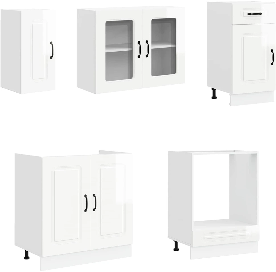 Virtuvinių spintelių komplektas, 8 dalių, Kalmar, balta