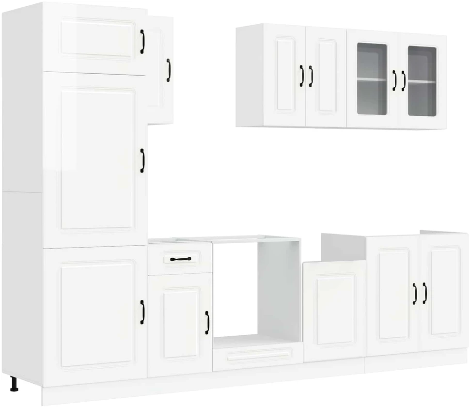 Virtuvinių spintelių komplektas, 8 dalių, Kalmar, balta