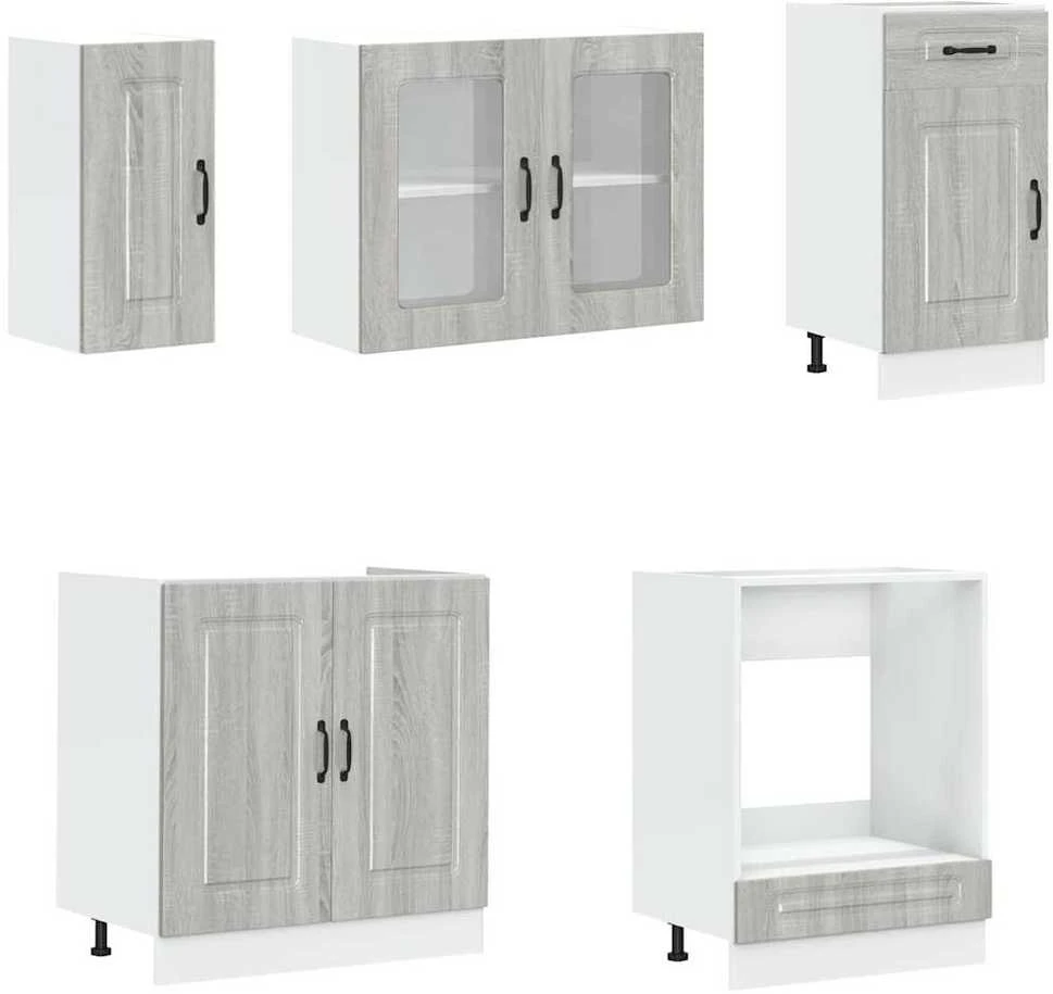 Virtuvinių spintelių komplektas, 8 dalių, Kalmar, pilka