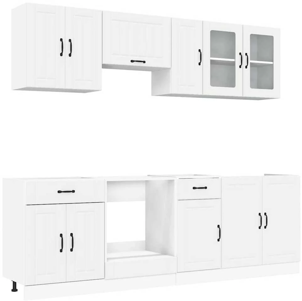 Virtuvinių spintelių komplektas, 8 dalių, Kalmar, balta