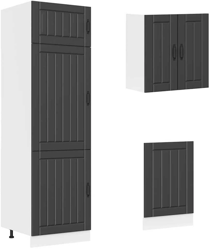 Virtuvinių spintelių komplektas, 8 dalių, Kalmar, juoda