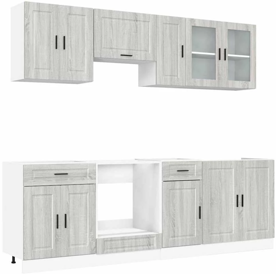 Virtuvinių spintelių komplektas, 8 dalių, Kalmar, pilka