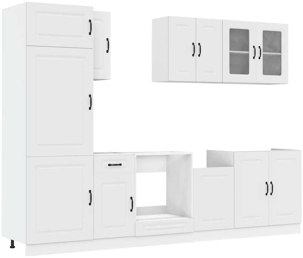 Virtuvinių spintelių komplektas, 8 dalių, Kalmar, balta
