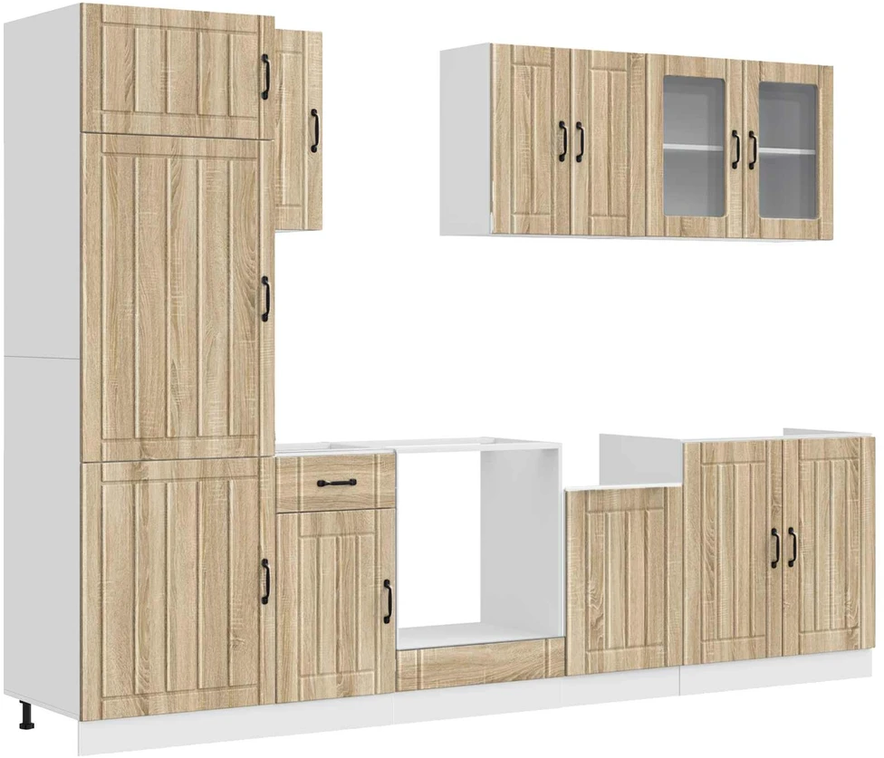 Virtuvinių spintelių komplektas, 8 dalių, Lucca, ąžuolo
