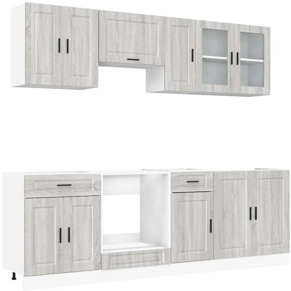 Virtuvinių spintelių komplektas, 8 dalių, Kalmar, pilka