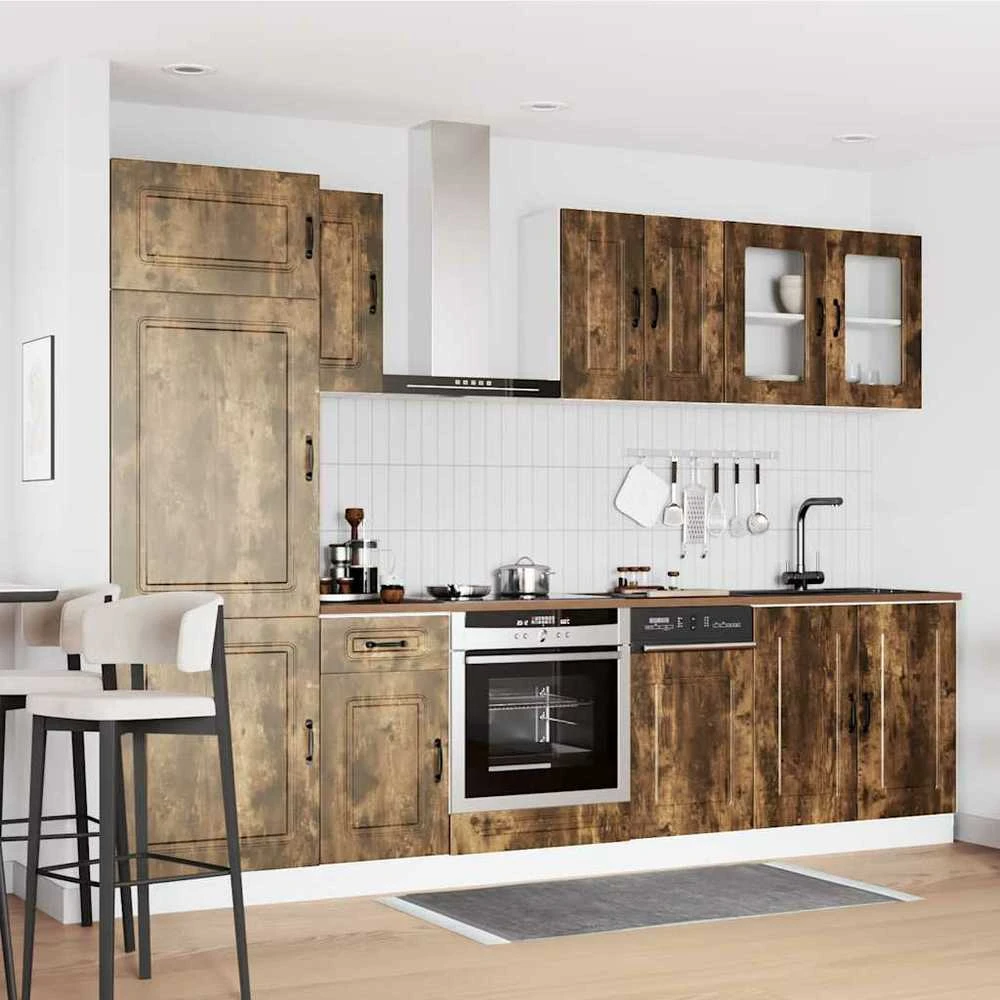 Virtuvinių spintelių komplektas, 8 dalių, Kalmar, dūminio