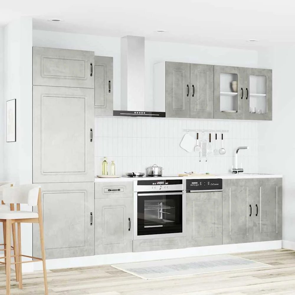 Virtuvinių spintelių komplektas, 8 dalių, Kalmar, betono pilka