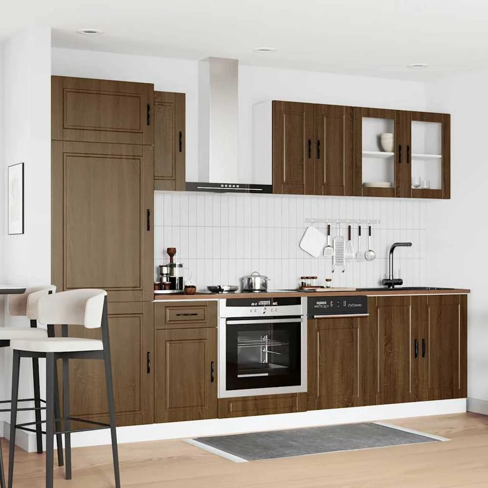 Virtuvinių spintelių komplektas, 8 dalių, Kalmar, ruda