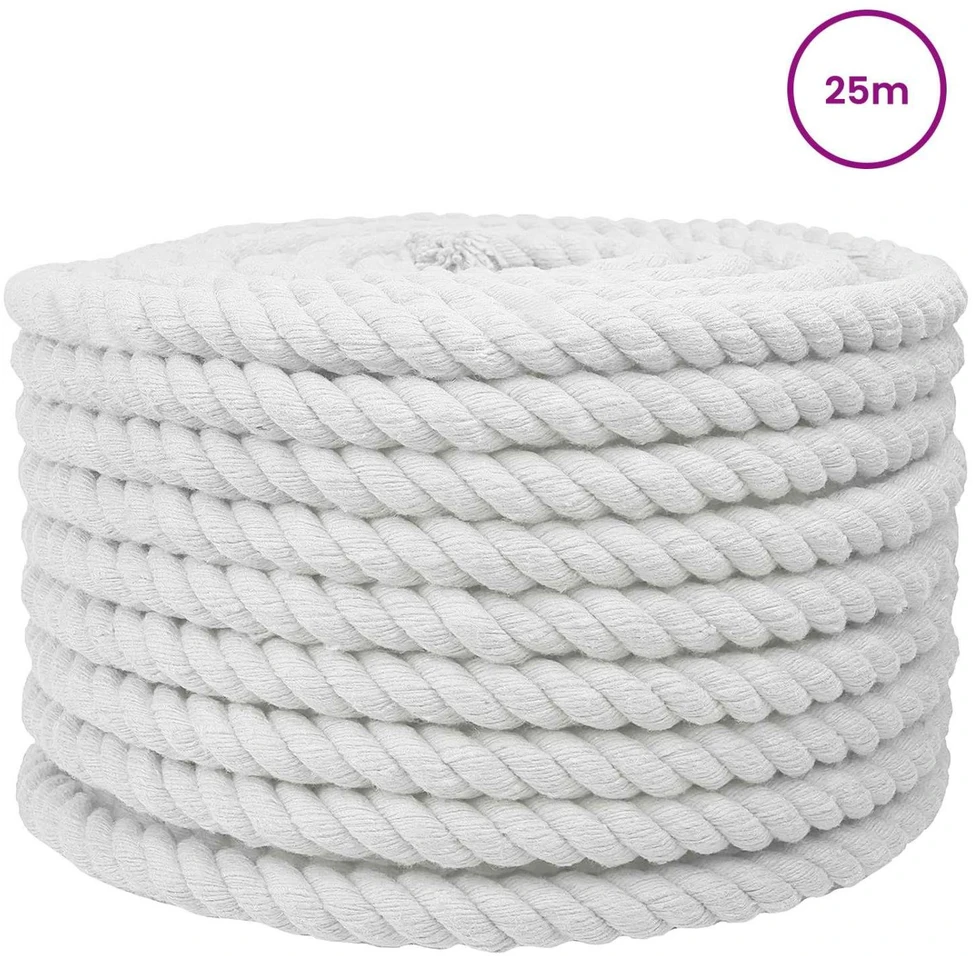 Medvilninė virvė 24 mm 25 m Balta 100% Medvilnė
