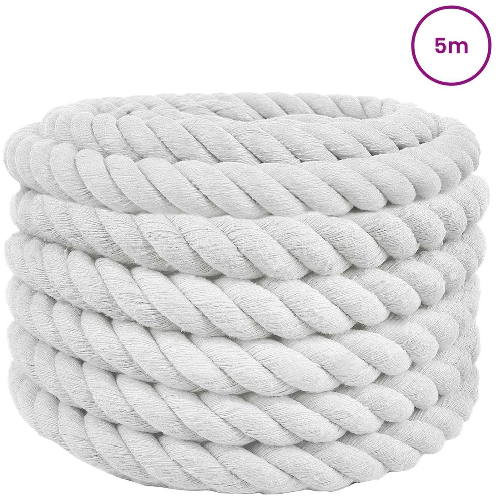 Medvilninė virvė 60 mm 5 m Balta 100% Medvilnė