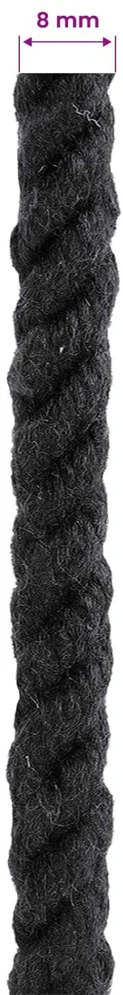 Medvilninė virvė 8 mm 500 m Juoda 100% Medvilnė