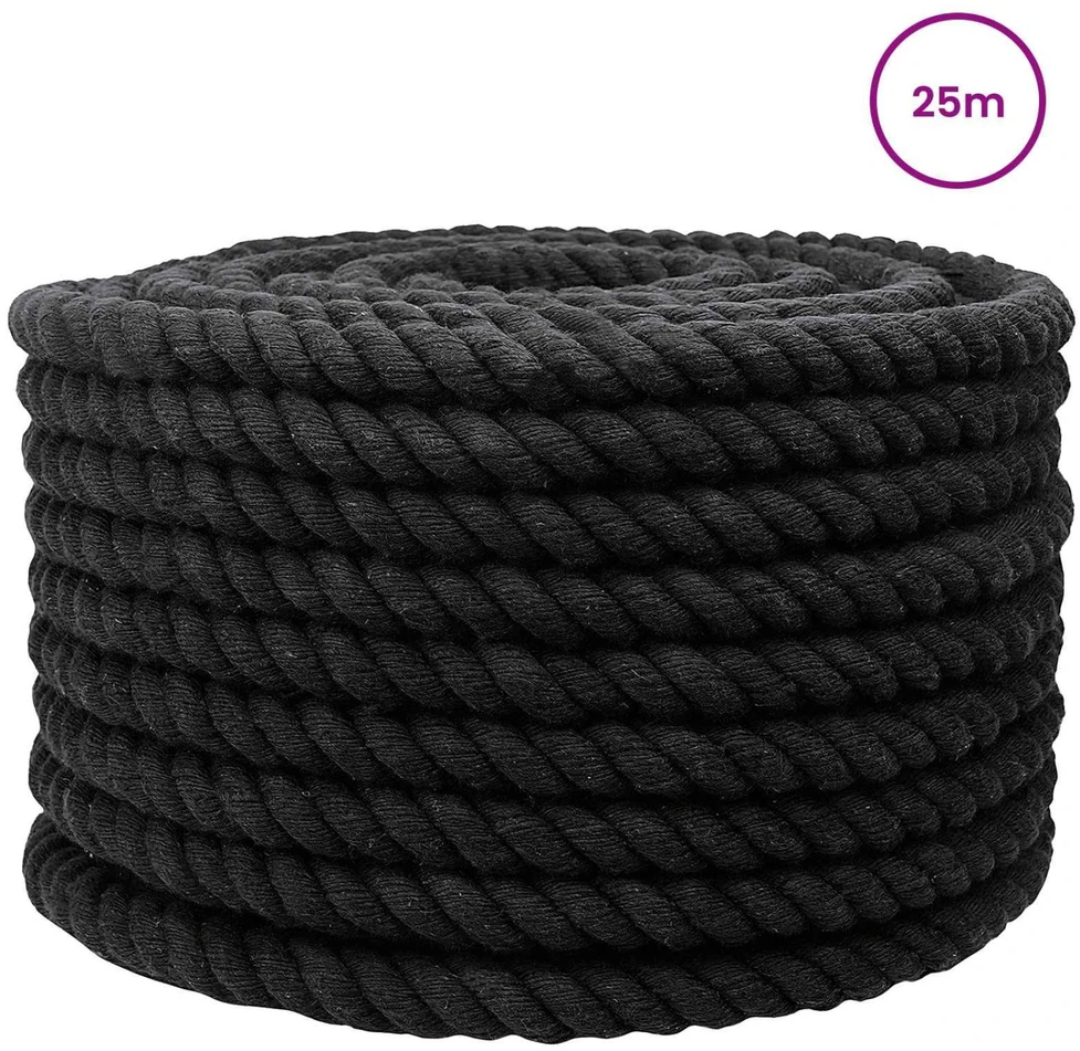 Medvilninė virvė 16 mm 25 m Juoda 100% Medvilnė