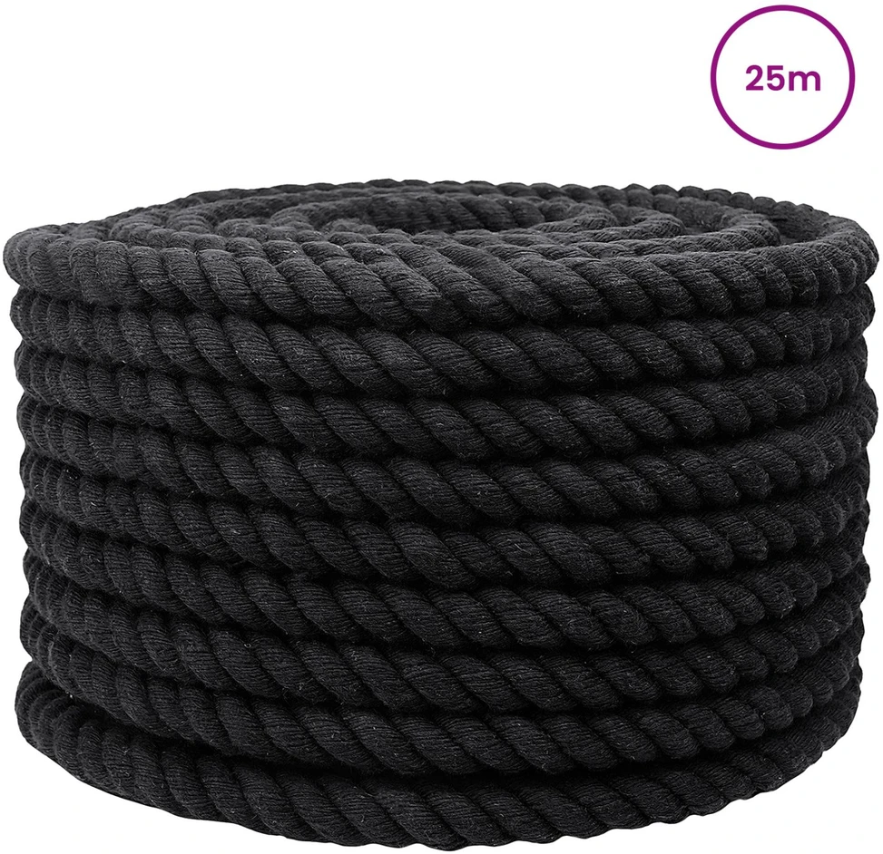 Medvilninė virvė 24 mm 25 m Juoda 100% Medvilnė