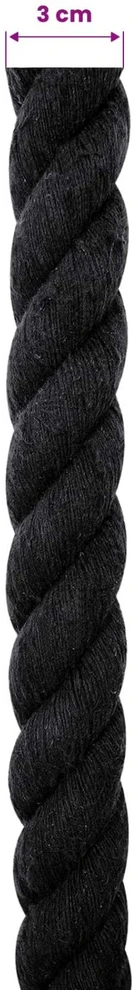 Medvilninė virvė 30 mm 10 m Juoda 100% Medvilnė