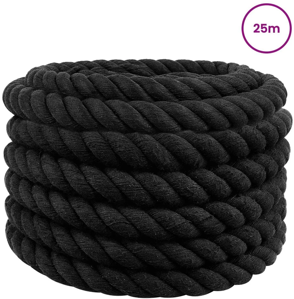 Medvilninė virvė 30 mm 25 m Juoda 100% Medvilnė