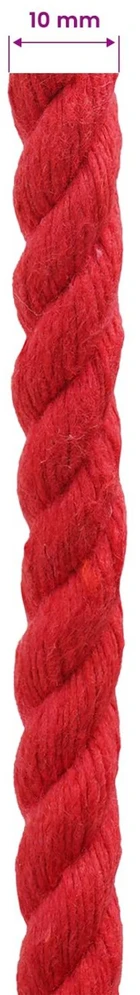 Medvilninė virvė 10 mm 25 m Raudona 100% Medvilnė