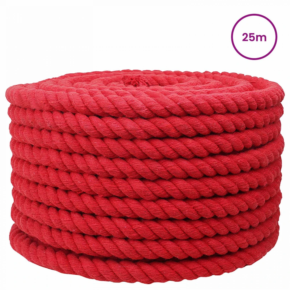 Medvilninė virvė 16 mm 25 m Raudona 100% Medvilnė