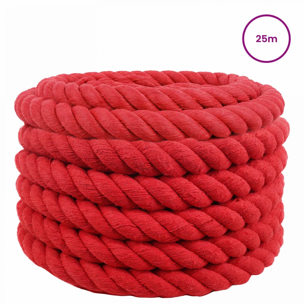 Medvilninė virvė 36 mm 25 m Raudona 100% Medvilnė