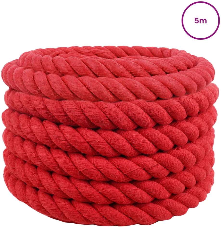 Medvilninė virvė 36 mm 5 m Raudona 100% Medvilnė
