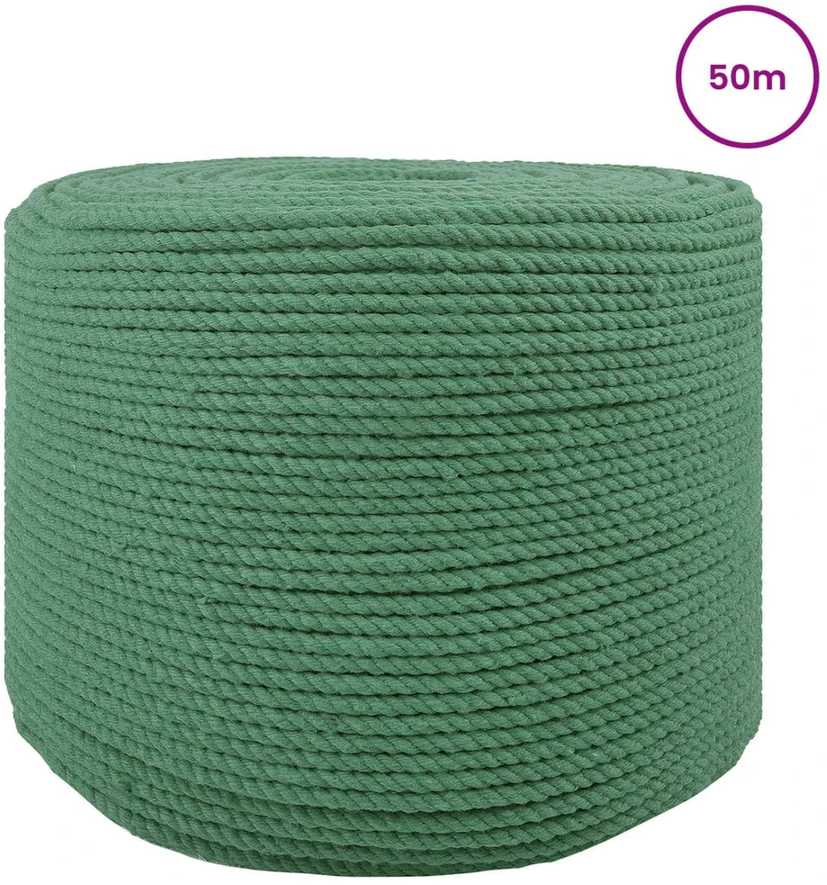 Medvilninė virvė 6 mm 50 m Žalia 100% Medvilnė