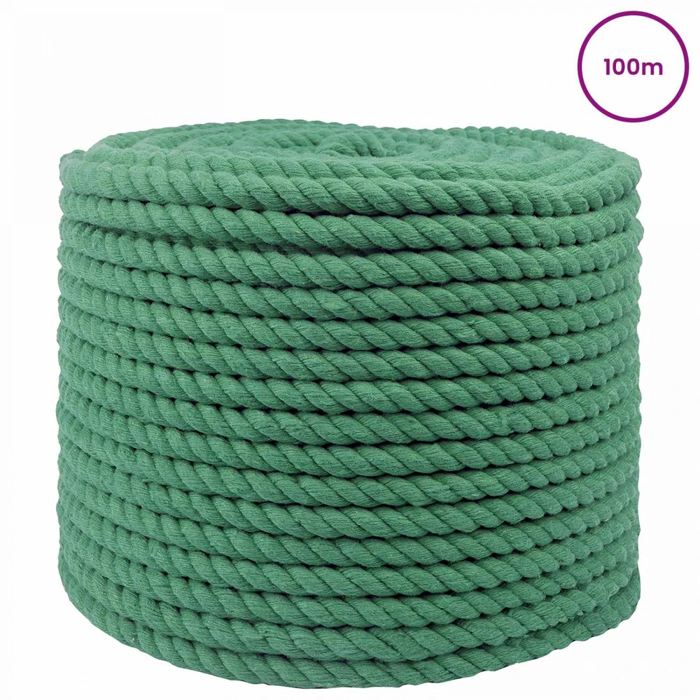 Medvilninė virvė 10 mm 100 m Žalia 100% Medvilnė