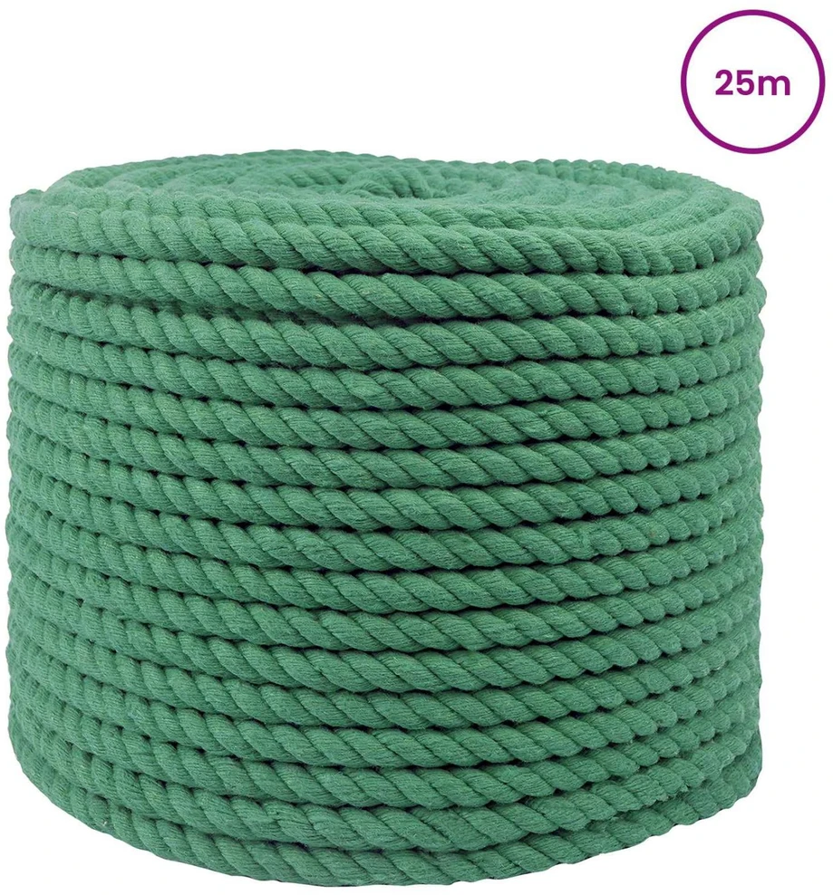 Medvilninė virvė 10 mm 25 m Žalia 100% Medvilnė